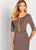 Cameron Blake by Mon Cheri - 119655 Scoop Half Sleeves Evening Gown In Brown