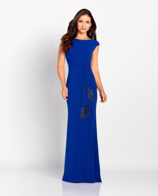 Cameron Blake by Mon Cheri - 119659 Jersey Bateau Dress With Beading In Blue