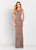 Cameron Blake by Mon Cheri - 119666W Cap Sleeve Cowl Sheath Gown In Brown