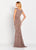 Cameron Blake by Mon Cheri - 119666 Cap Sleeve Cowl Sheath Gown In Brown
