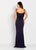 Cameron Blake by Mon Cheri - 119667 Bateau Evening Gown with Cowl Back In Blue