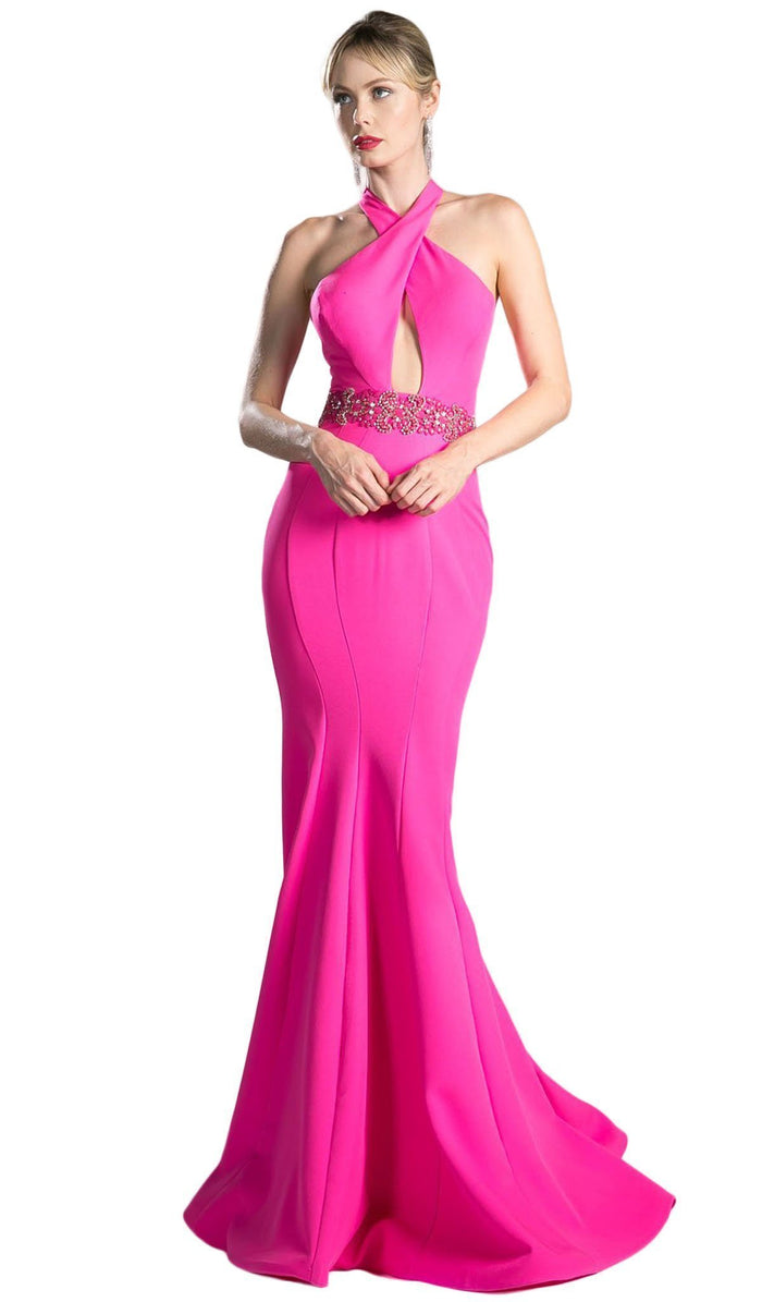 Beaded Halter Neck Scuba Mermaid Dress