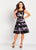 Social Occasions by Mon Cheri - 119822A Sequined Printed Mikado Dress In Black and Multi-Color