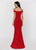 Ashley Lauren - 1198 Off The Shoulder JerseyEvening  Dress in Red