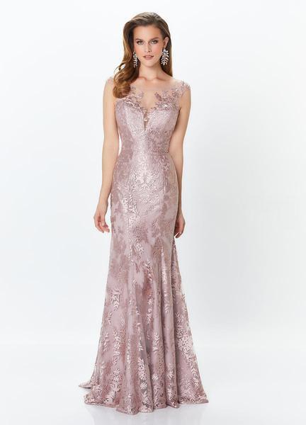 Mon Cheri - Montage by Mon Cheri - Allover Lace Trumpet Gown 119932 In Pink