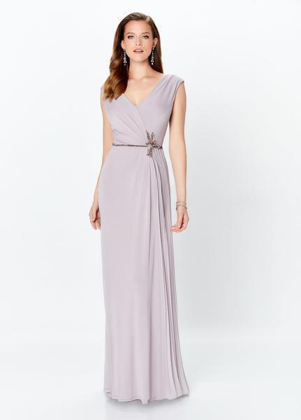 Montage, Ivonne D by Mon Cheri - 119934 Pleated V-Neck A-Line Gown In Gray