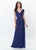 Montage, Ivonne D by Mon Cheri - 119934 Pleated V-Neck A-Line Gown In Blue
