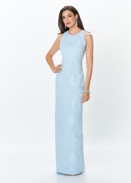 Montage, Ivonne D by Mon Cheri - 119943 Floral Jewel Column Gown In Blue and Green