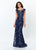 Montage, Ivonne D by Mon Cheri - 119947 Sequined Illusion Scoop Gown In Blue