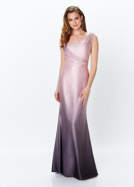Montage, Ivonne D by Mon Cheri - 119950 Asymmetrical Draped Gown In Pink and Gray