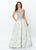 Montage, Ivonne D by Mon Cheri - 119956 Beaded Lace V-neck Ballgown In Blue and Gold