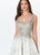 Montage, Ivonne D by Mon Cheri - 119956 Beaded Lace V-neck Ballgown In Blue and Gold