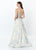 Montage, Ivonne D by Mon Cheri - 119956 Beaded Lace V-neck Ballgown In Blue and Gold