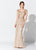 Montage, Ivonne D by Mon Cheri - 119D42W Bead Embellished V-Neck Gown In Neutral