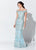 Montage, Ivonne D by Mon Cheri - 119D45W Appliqued Off-Shoulder Gown In Blue