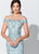 Montage, Ivonne D by Mon Cheri - 119D45 Appliqued Off-Shoulder Gown In Blue