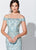Montage, Ivonne D by Mon Cheri - 119D45W Appliqued Off-Shoulder Gown In Blue