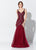 Montage, Ivonne D by Mon Cheri - 119D49 Beaded V-neck Trumpet Dress In Red