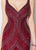 Montage, Ivonne D by Mon Cheri - 119D49 Beaded V-neck Trumpet Dress In Red