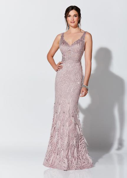 Montage, Ivonne D by Mon Cheri - 119D52 Embroidered Feathered Dress In Pink and Blue