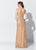Montage, Ivonne D by Mon Cheri - 119D54 Beaded Lace Deep V-neck Dress In Gold