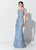 Montage, Ivonne D by Mon Cheri - 119D54 Beaded Lace Deep V-neck Dress In Blue