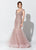 Montage, Ivonne D by Mon Cheri - 119D55 Lace Appliqued Trumpet Gown In Brown