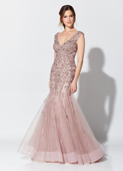 Montage, Ivonne D by Mon Cheri - 119D55 Lace Appliqued Trumpet Gown In Brown