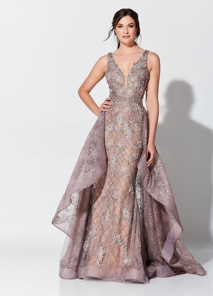Montage, Ivonne D by Mon Cheri - 119D56 Embroidered Gown with Train In Brown and Nude