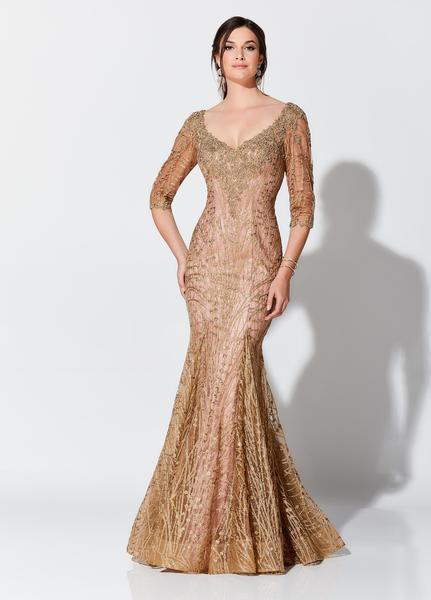 Montage, Ivonne D by Mon Cheri - 119D57 Glitter Tulle Trumpet Gown In Gold and Pink