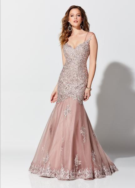 Montage, Ivonne D by Mon Cheri - 119D58 Appliqued Trumpet Gown  In Pink