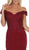 May Queen - MQ1675 Embellished Plunging Off-Shoulder Trumpet Dress In Red