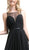 Cinderella Divine - 7458 Illusion Neckline Chiffon Empire Waist Gown In Black