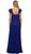 Cap Sleeve Beaded Lace Bodice Long Evening Dress