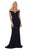 May Queen - MQ1596 Allover Lace Off Shoulder Lace Up back Mermaid Gown In Blue