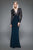 Tadashi Shoji - Sequin Embellished Long Sleeves Gown In Blue and Neutral