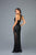 Scala - 48983 Sequined Deep V-neck Fitted Dress In Black