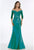Gia Franco - 12000 Beaded Lace Appliqued High Slit Gown In Green
