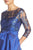 Adrianna Papell - 81916970 Quarter Sleeve Ribbon Ornate High Low Gown in Blue