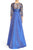 Adrianna Papell - 81916970 Quarter Sleeve Ribbon Ornate High Low Gown in Blue