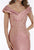 Gia Franco - 12005 Tiered Off-Shoulder Lace Appliqued Dress In Pink