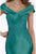 Gia Franco - 12005SH Tiered Off-Shoulder Lace Cocktail Dress In Green
