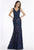 Gia Franco - 12007 Adorned Floral Lace Trumpet Gown In Blue