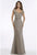 Gia Franco - 12008 Embroidered Queen Anne Trumpet Dress In Silver