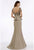 Gia Franco - 12009 Sequined Peplum Gown with Slit In Brown