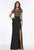 Gia Franco - 12009 Sequined Peplum Gown with Slit In Gray