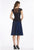 Gia Franco - 12013 Two Tone Embroidered Bateau A-line Dress In Blue and Black