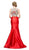 Cinderella Divine - 12013 Two Piece Bateau Mikado Mermaid Dress In Red