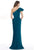 Gia Franco - 12014 Ruffled Asymmetric Neck Trumpet Dress In Green