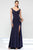 Alyce Paris - 35838 Beaded Wide V-neck Jersey Sheath Dress In Blue